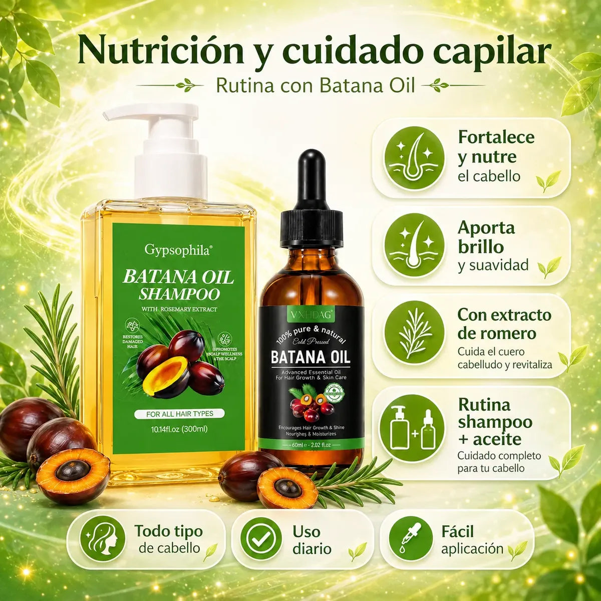 COMBO SHAMPOO & ACEITE BATANA CUIDADO DEL PELO